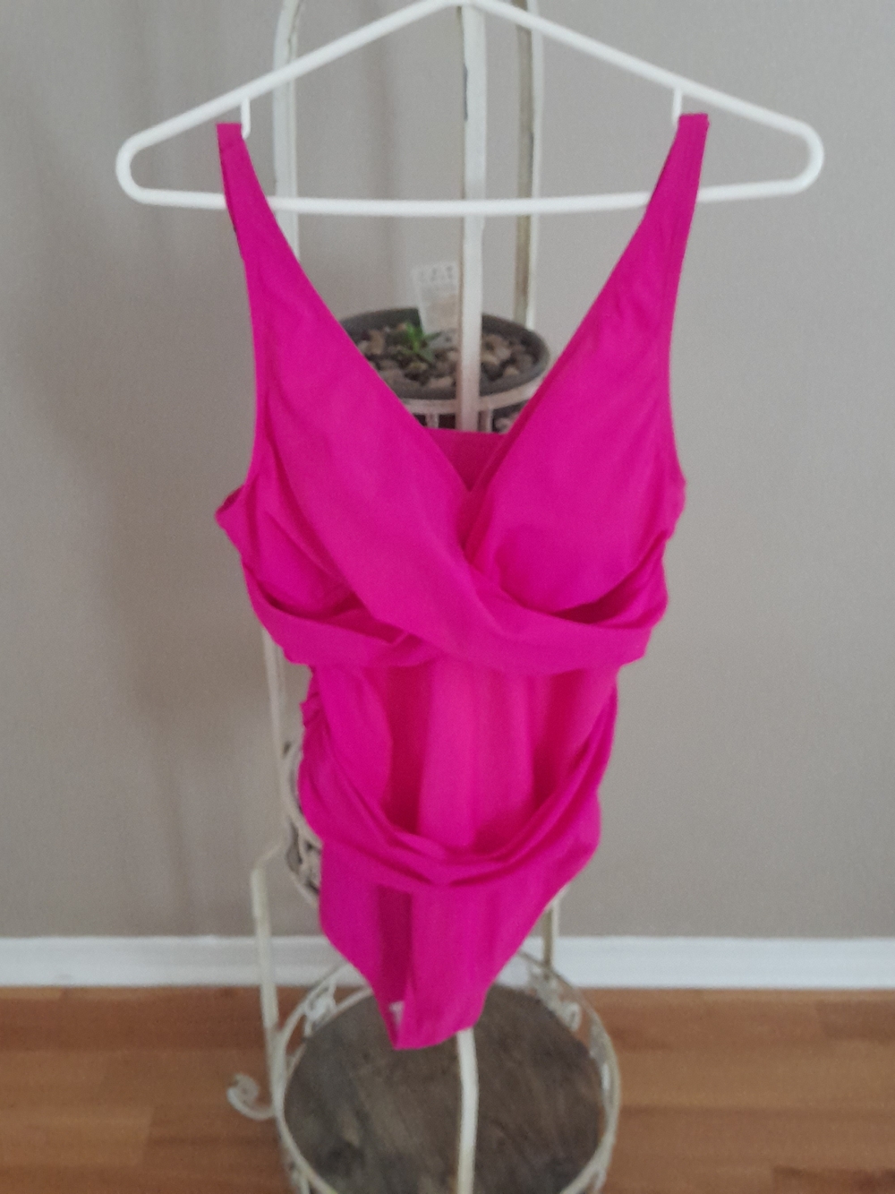Flattering Fuchsia One-Piece Swimsuit with Wrap-Front Detail